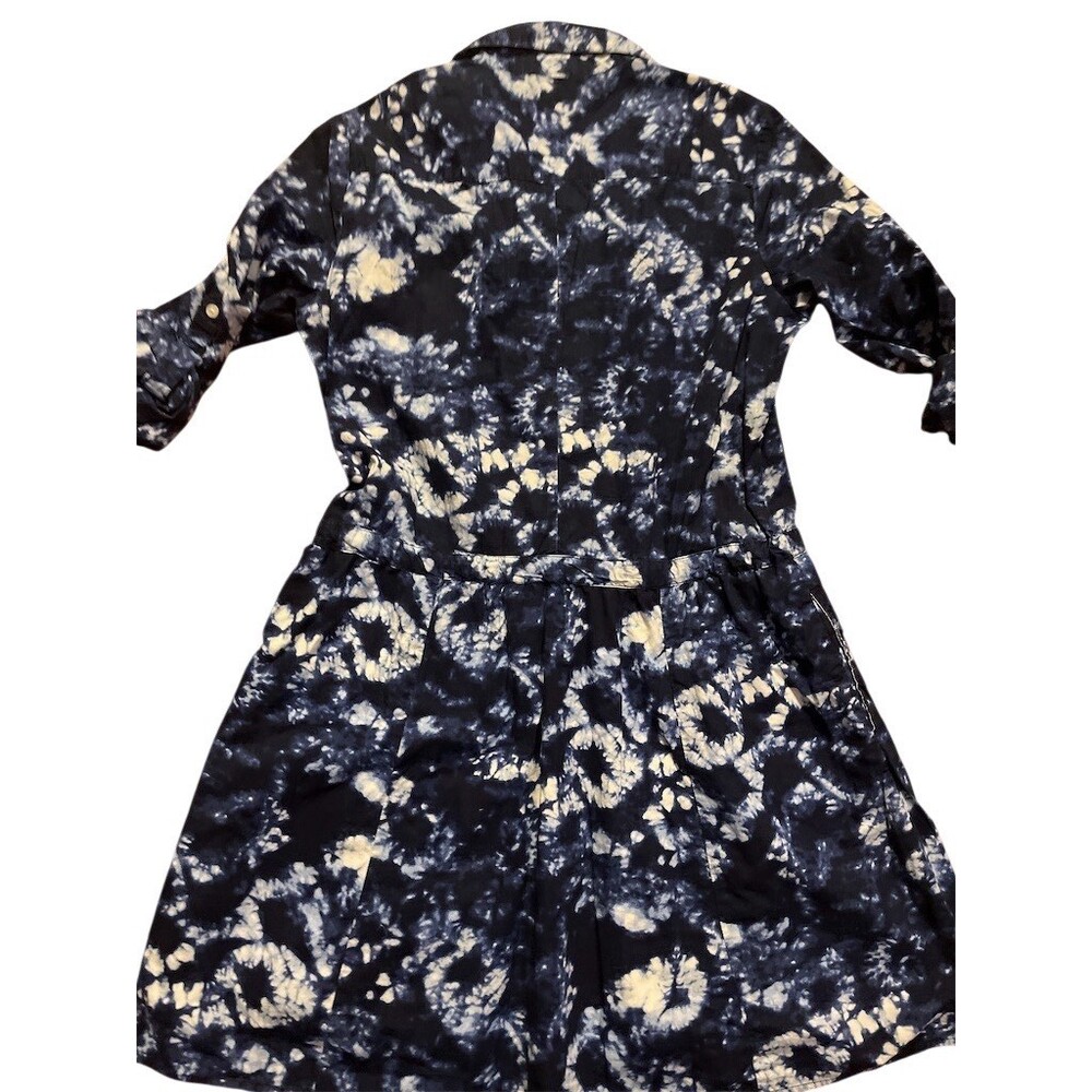 GAP Shirt Dress Womens S Blue Tie-Dye Mini 3/4 Sleeve Boho